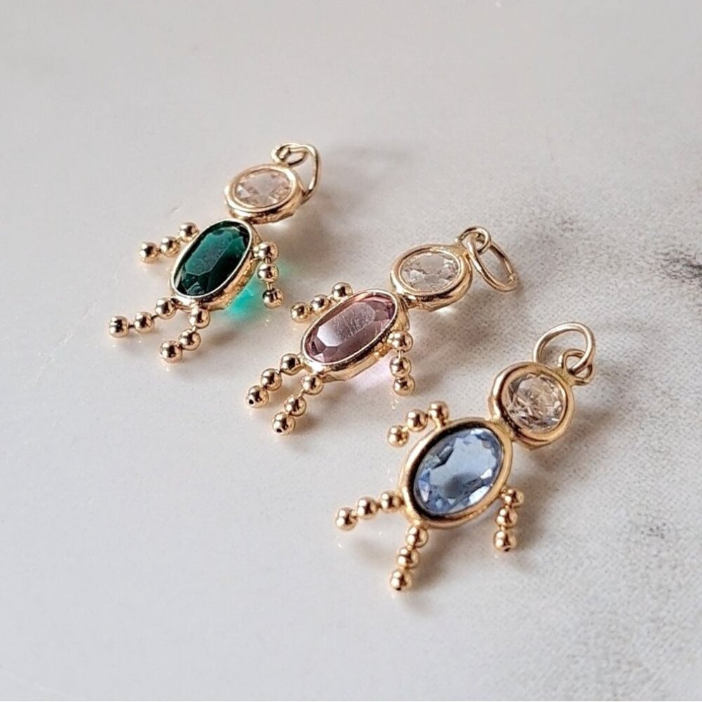 Set of 3 - 14K Yellow Gold Birthstone Baby Child Charms - Picture 5 of 16